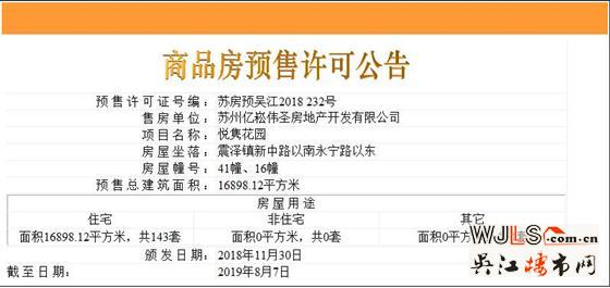 悅雋平瀾府領證 備案價9251.08-14941.36元/平